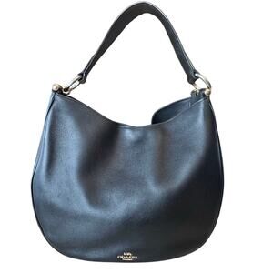 COACH Black Nomad Glovetanned Leather Hobo Bag